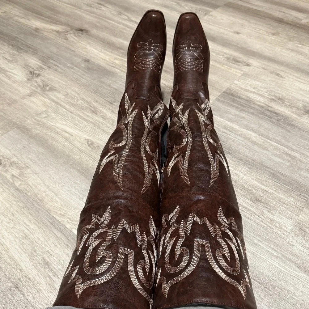 Above the knee western brown cowgirl boots size 6.5‎ NWOT